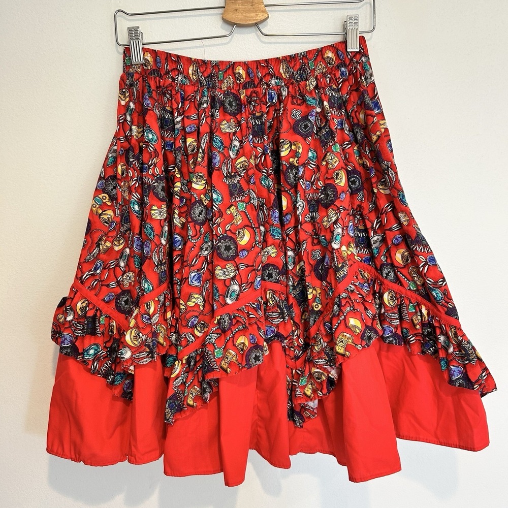 Vintage Partners Please Malco Modes Square Dance Skirt Red Cowgirl Western M